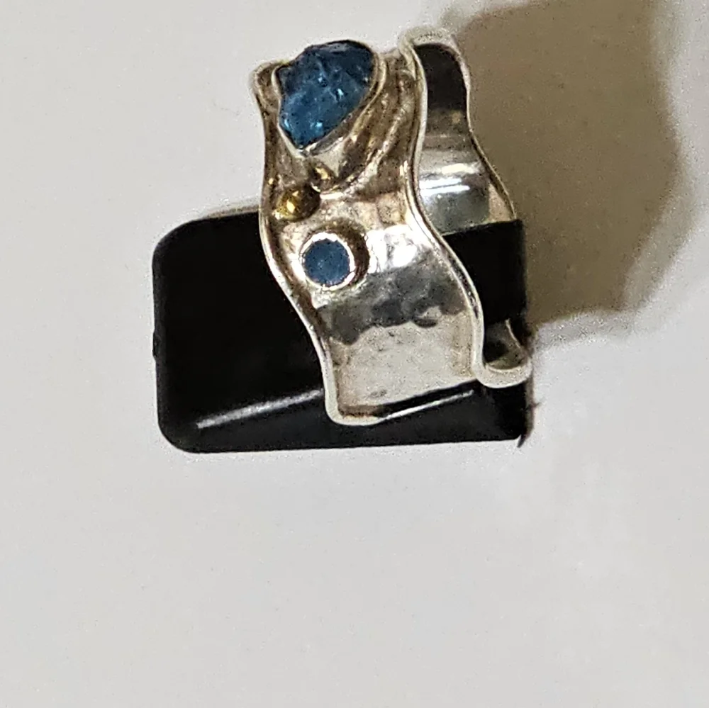 Vintage DBM Kensington Topaz & Quartz Sterling Silver Ring. Unisex ❤️ - Picture 4 of 6